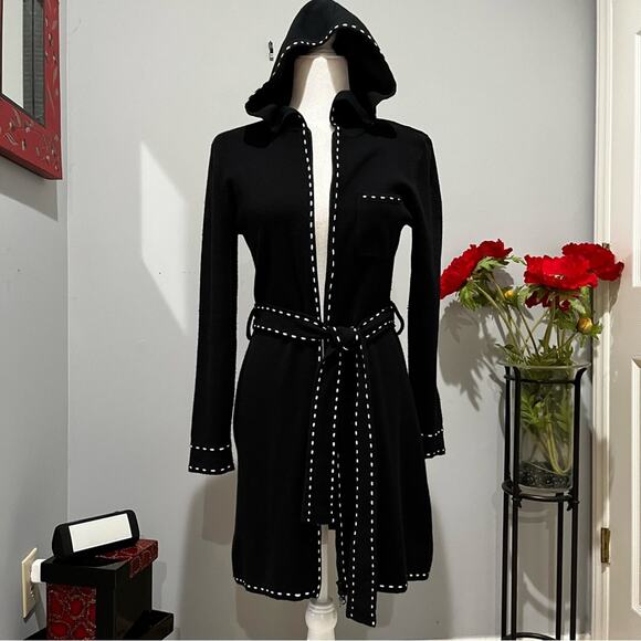 NEW Twiggy Longline Whipstitch Belted Hooded Contrast Zip Travel Sweater Jacke… - Picture 3 of 16